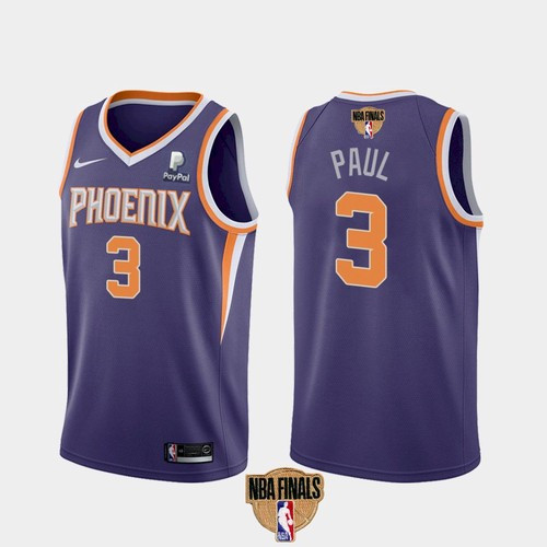 Men's Phoenix Suns #3 Chris Paul 2021 Purple NBA Finals Icon Edition Stitched Jersey